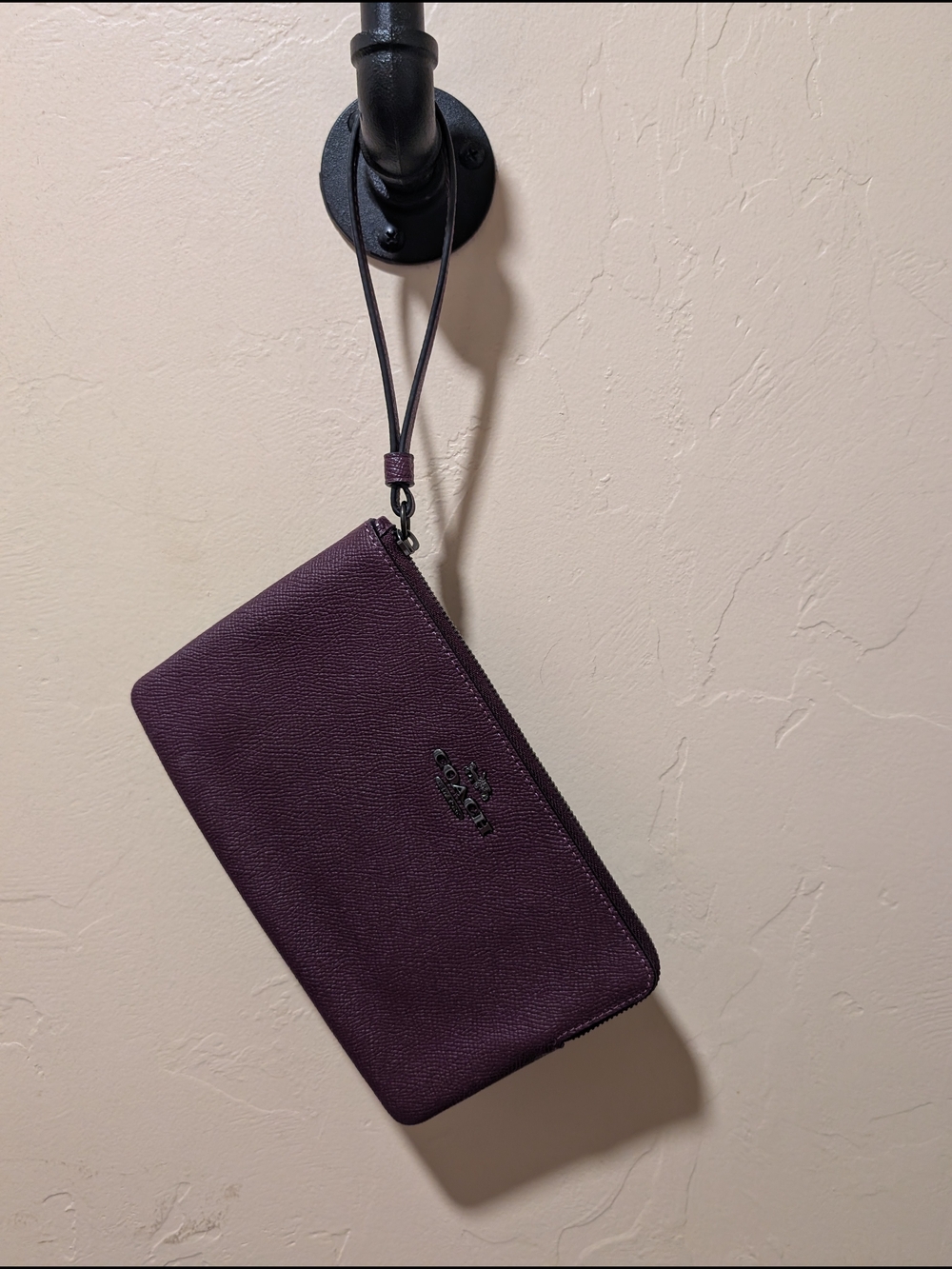 NWT Coach Plum Burgandy Large Leather Wristlet
